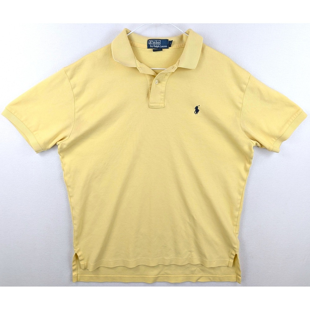 Polo Ralph Lauren Mens Medium Yellow Short Sleeve Cotton Pique Polo Shirt